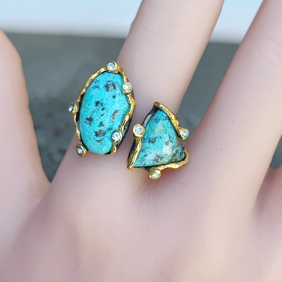 Sterling silver art ring with turquoise stones - Picture 5 of 9